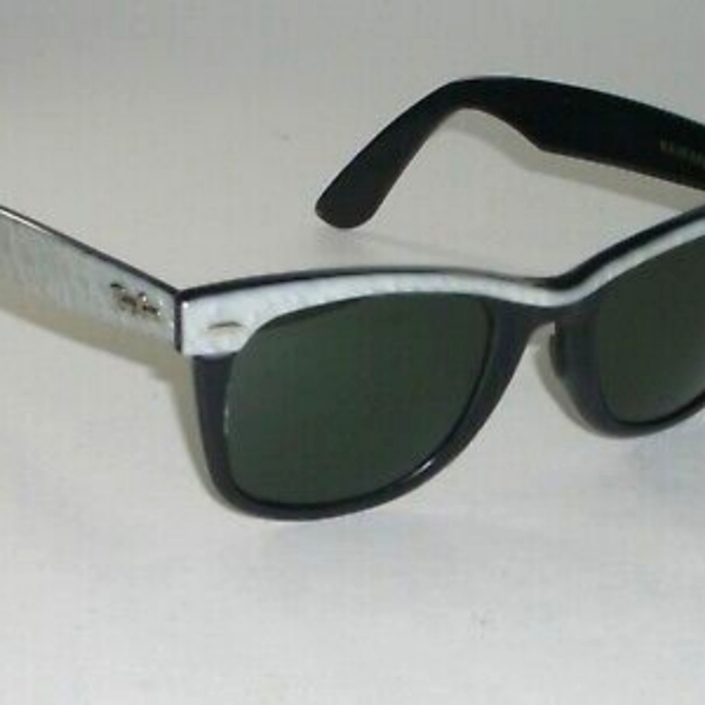 Ray Ban B&L Wayfarer Sunglasses White Pearloid/Black Grn G-15 Lenses 55mm